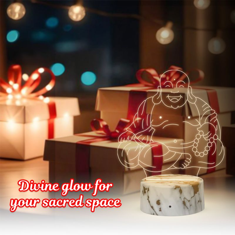 3D Laughing Buddha Led Night lamp with Warm White Color Home Decor Lamp